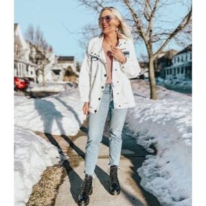 CABI The Creator Drew Jacket Fade Wash Oversized denim jacket 5853 Sz M